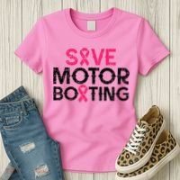 Save Motorboating Funny Pink Breast Cancer Awareness Support Women's T-Shirt thumb 3