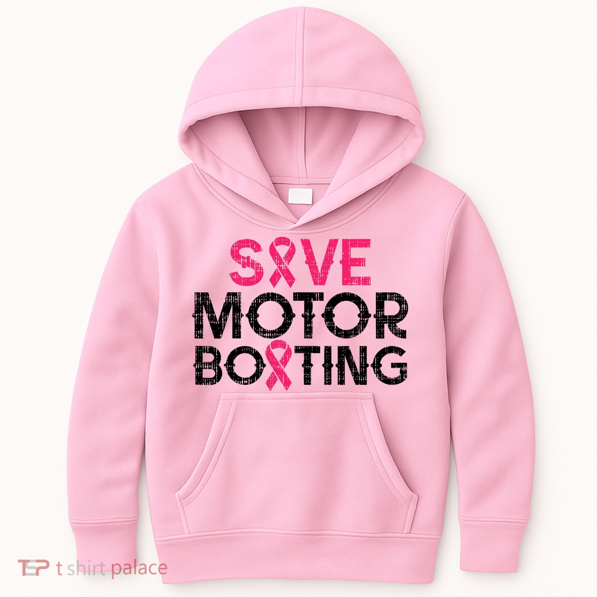 Save Motorboating Funny Pink Breast Cancer Awareness Support Kids Hoodie