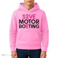 Save Motorboating Funny Pink Breast Cancer Awareness Support Kids Hoodie thumb 4