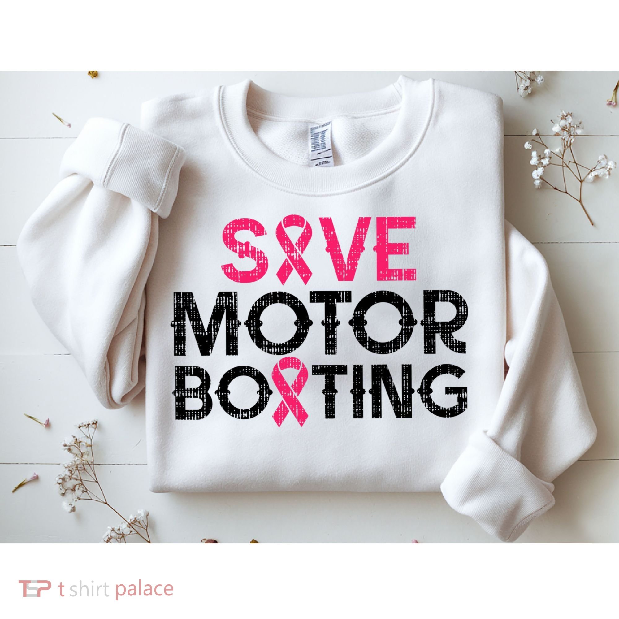 Save Motorboating Funny Pink Breast Cancer Awareness Support Sweatshirt