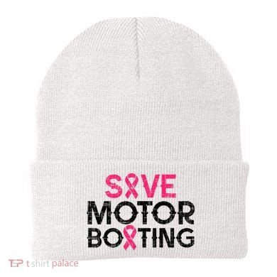 Save Motorboating Funny Pink Breast Cancer Awareness Support Beanie