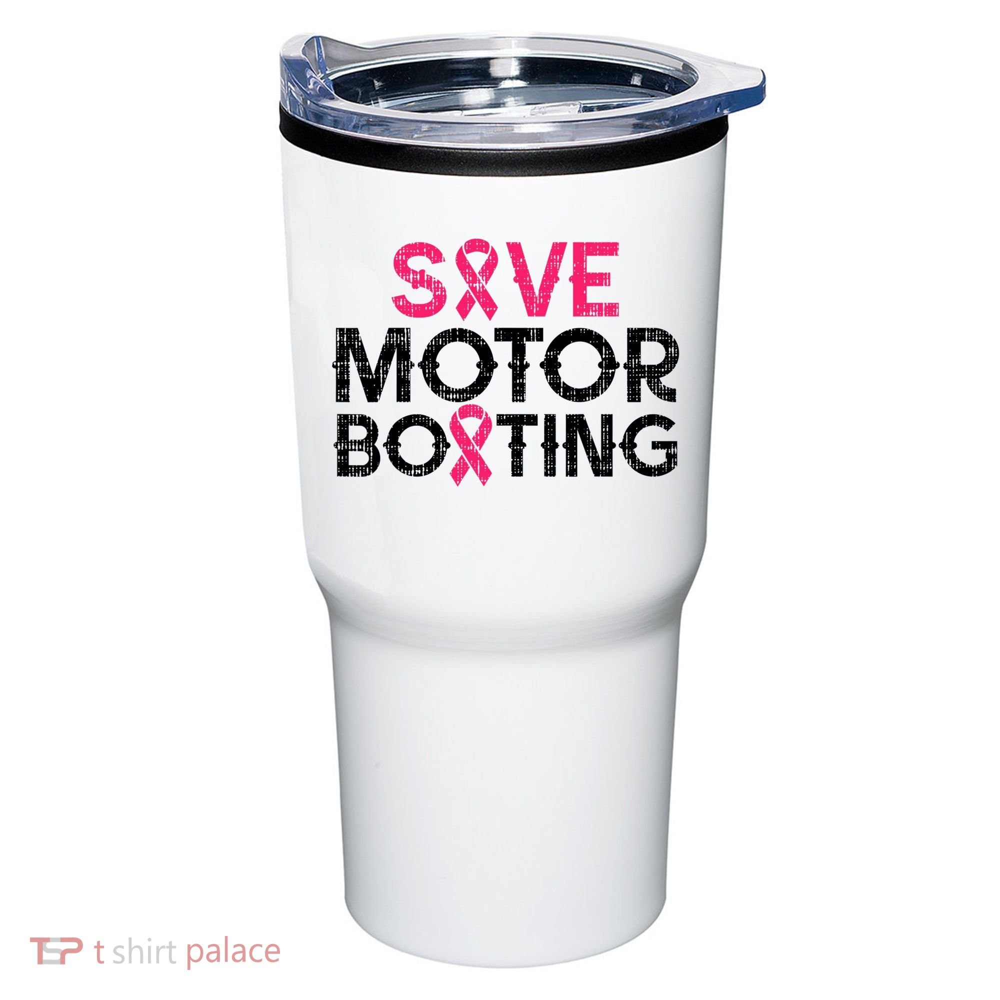 Save Motorboating Funny Pink Breast Cancer Awareness Support Tumbler