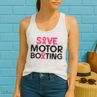 Save Motorboating Funny Pink Breast Cancer Awareness Support Women's Tank Top thumb 2