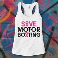 Save Motorboating Funny Pink Breast Cancer Awareness Support Women's Tank Top thumb 3