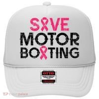 Save Motorboating Funny Pink Breast Cancer Awareness Support Hat thumb 0
