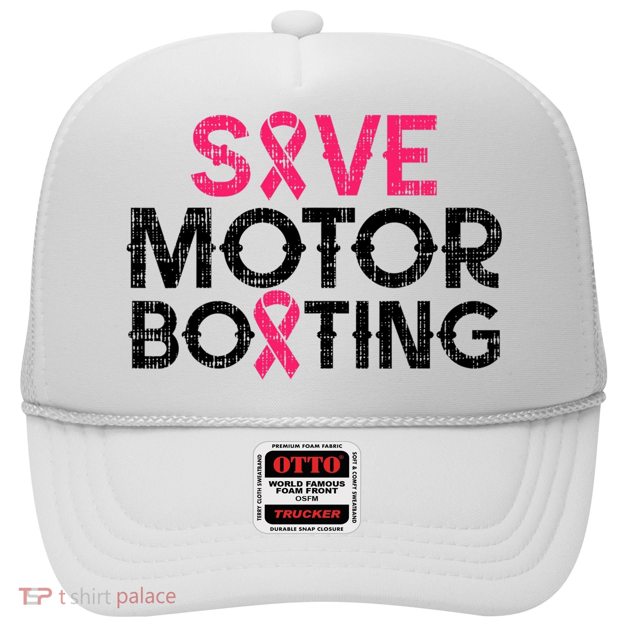 Save Motorboating Funny Pink Breast Cancer Awareness Support Hat