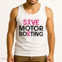 Save Motorboating Funny Pink Breast Cancer Awareness Support Tank Top thumb 3
