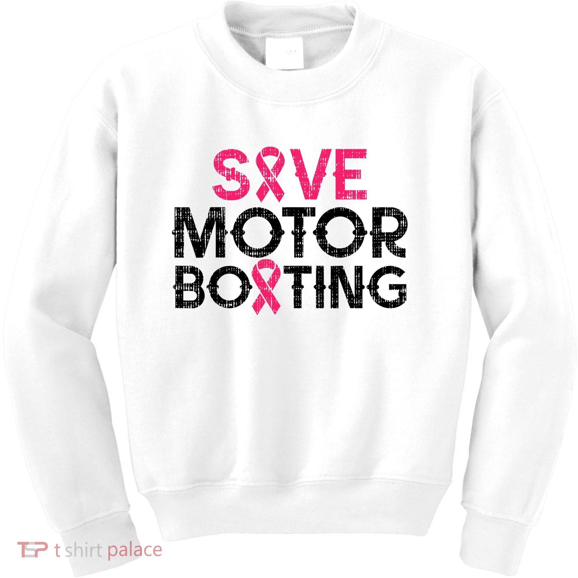 Save Motorboating Funny Pink Breast Cancer Awareness Support Kids Sweatshirt