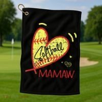 Softball Mamaw For Grandma  Mother's Day Golf Towel thumb 1