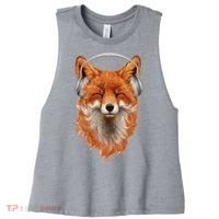 Smiling Musical Fox Women's Racerback Cropped Tank thumb 0
