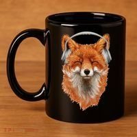 Smiling Musical Fox 11oz C Handle Ceramic Mug thumb 4