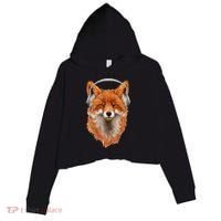 Smiling Musical Fox Crop Fleece Hoodie thumb 0