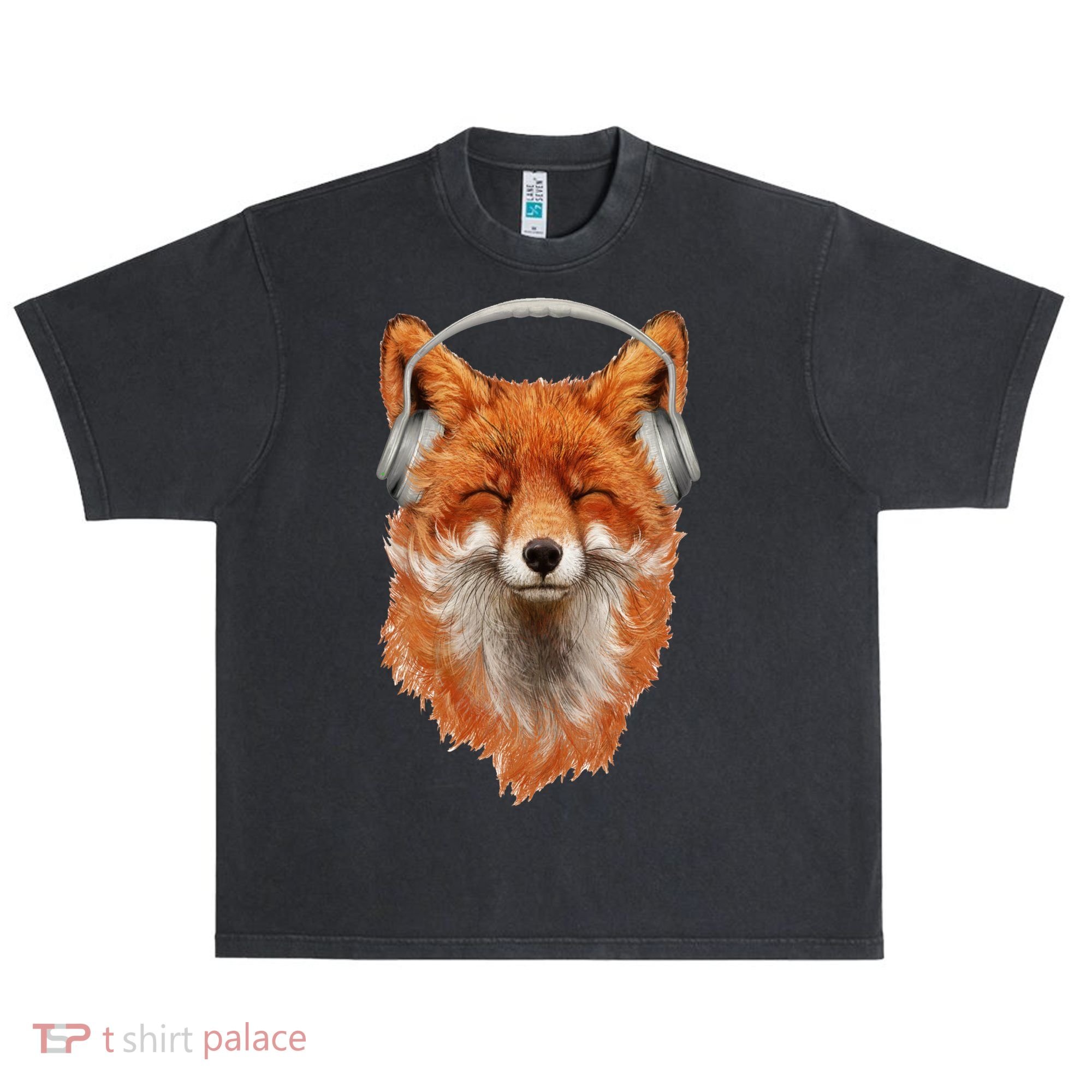 Smiling Musical Fox Urban Oversized Heavyweight T-Shirt