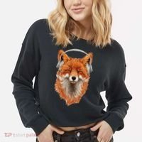 Smiling Musical Fox Cropped Pullover Crew thumb 2