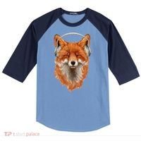 Smiling Musical Fox Raglan Baseball Sleeve Shirt thumb 0