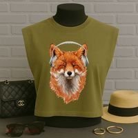 Smiling Musical Fox Garment-Dyed Women's Muscle Tee thumb 3