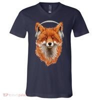 Smiling Musical Fox V-Neck T-Shirt thumb 0