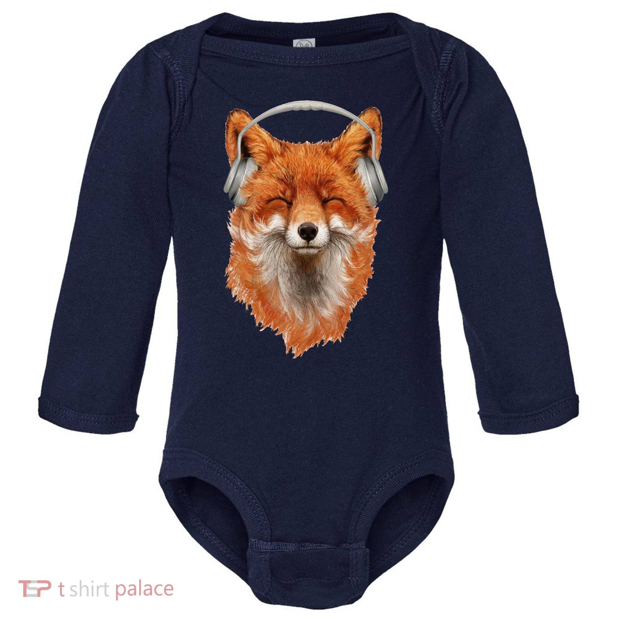 Smiling Musical Fox Baby Long Sleeve Bodysuit