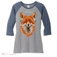 Smiling Musical Fox Women's Tri-Blend 3/4-Sleeve Raglan Shirt thumb 0