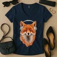 Smiling Musical Fox Women's V-Neck T-Shirt thumb 2