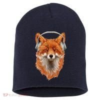 Smiling Musical Fox Short Acrylic Beanie thumb 0