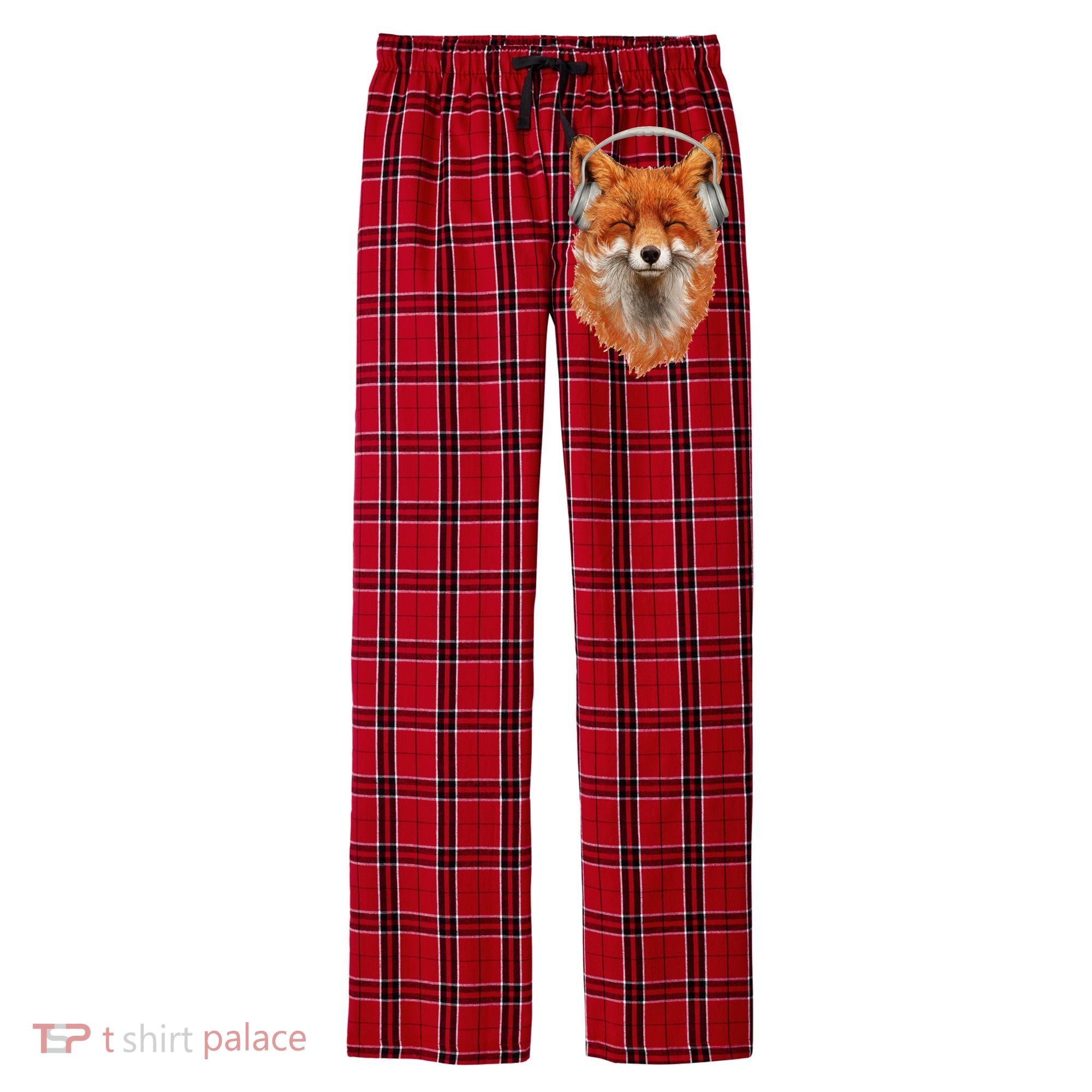 Smiling Musical Fox Men's Flannel Plaid Pajama Pants