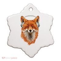 Smiling Musical Fox Ceramic Ornament thumb 0