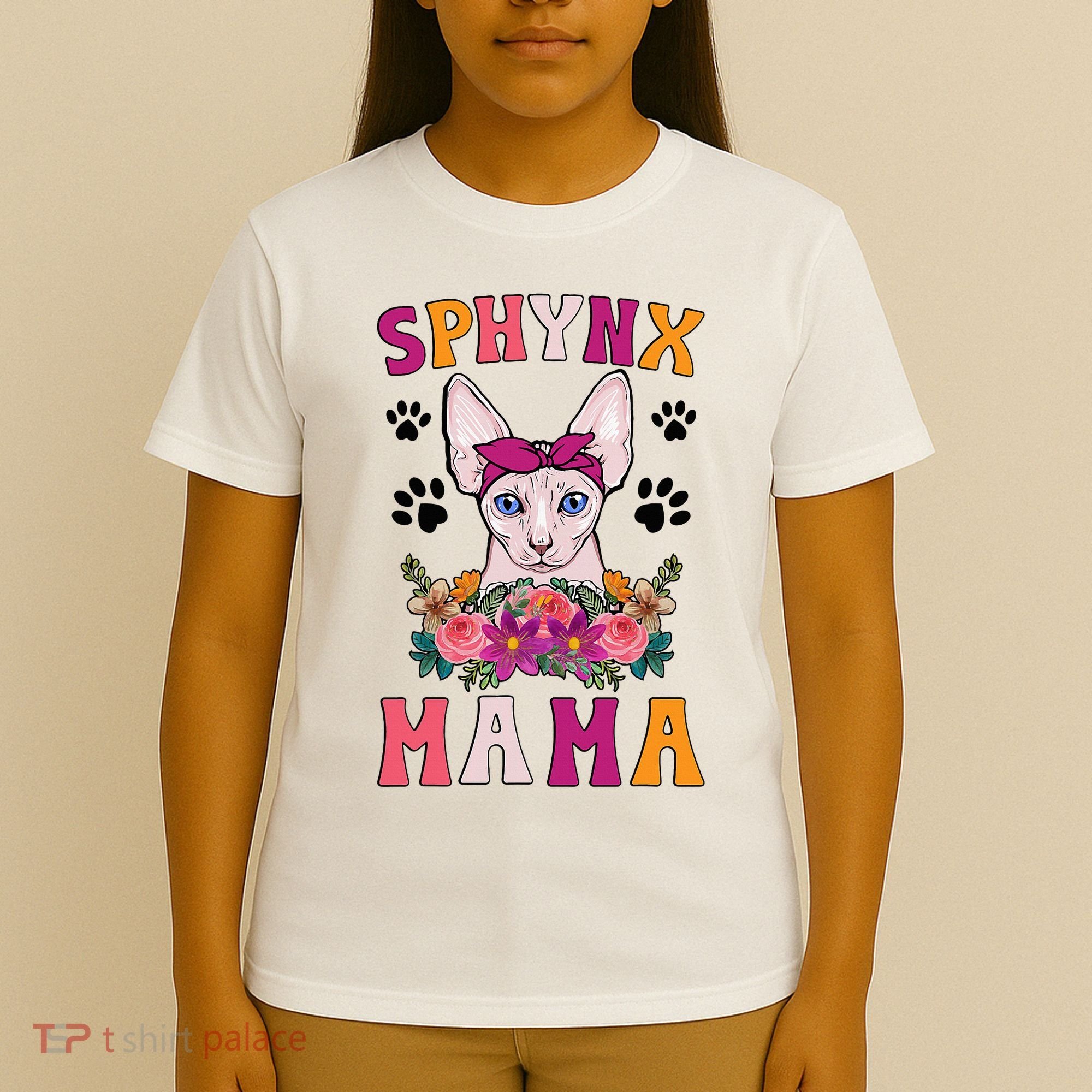 Sphynx Mama Flowers Sphynx Owner Sphynx Cat Mom Sphynx Girl T-Shirt