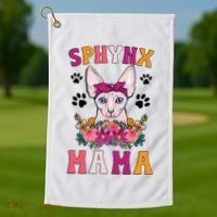 Sphynx Mama Flowers Sphynx Owner Sphynx Cat Mom Sphynx Girl Golf Towel thumb 1