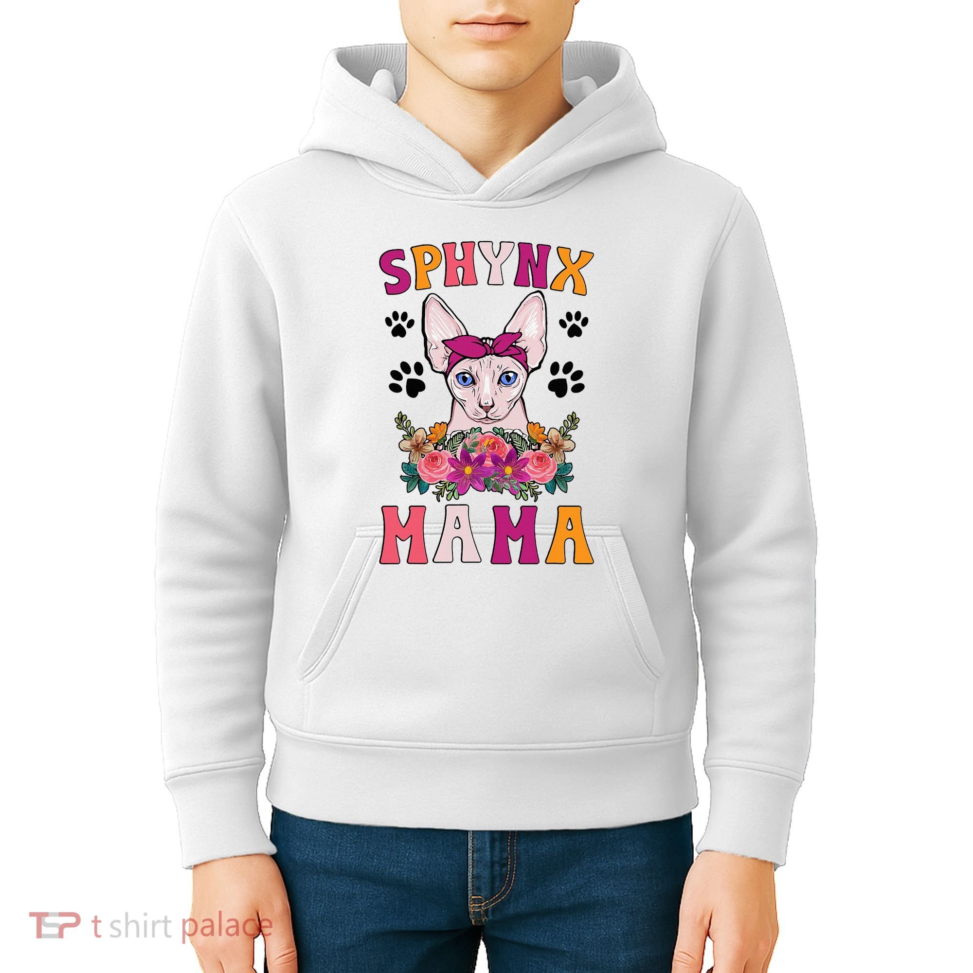 Sphynx Mama Flowers Sphynx Owner Sphynx Cat Mom Sphynx Girl Kids Hoodie