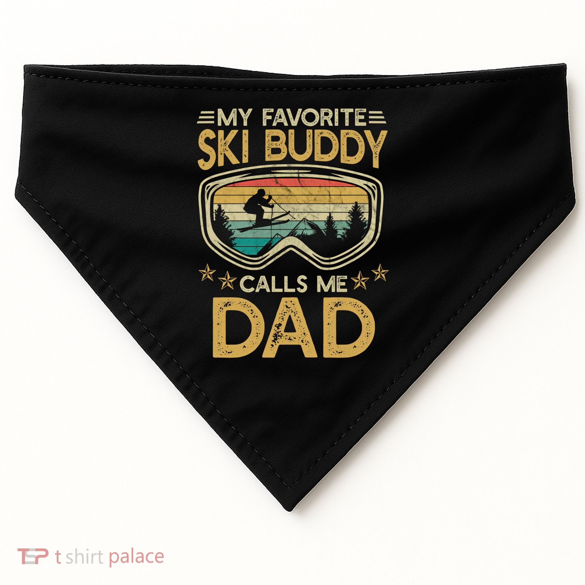 Skiing My Favorite Ski Buddy Calls Me Dad Gift USA-Made Doggie Bandana
