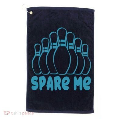 Spare Me Funny Bowling Gift With Bowling Pins Golf Towel