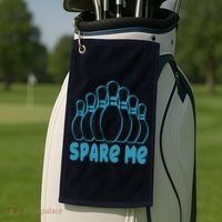 Spare Me Funny Bowling Gift With Bowling Pins Golf Towel thumb 2