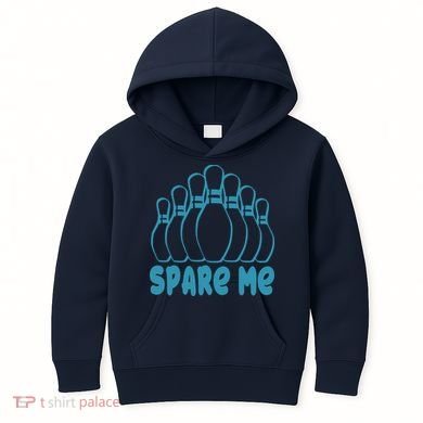 Spare Me Funny Bowling Gift With Bowling Pins Kids Hoodie