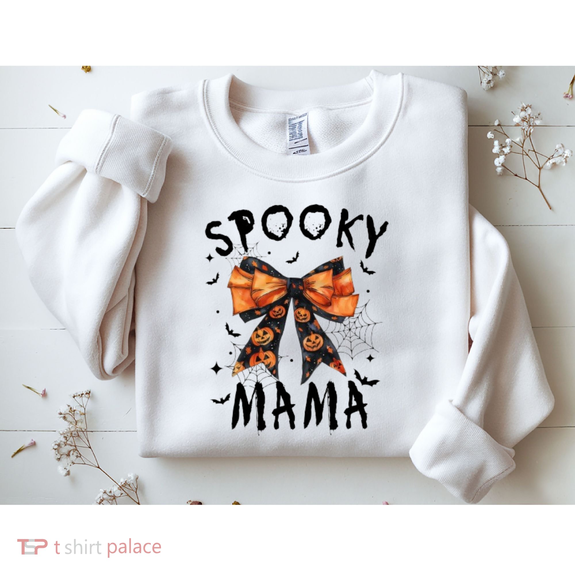 Spooky Mama Funny Pumpkin Halloween Season Matching Family Sweatshirt