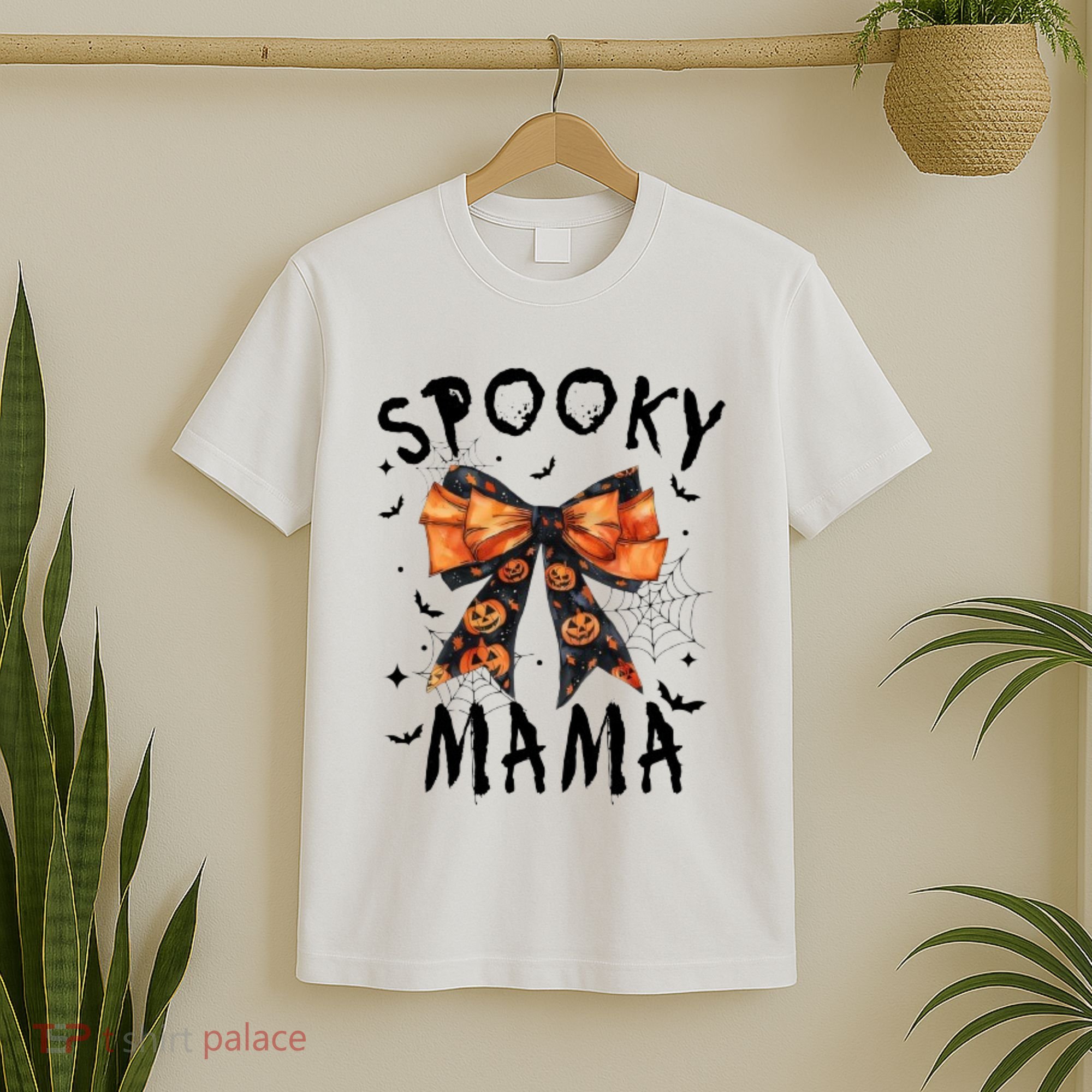 Spooky Mama Funny Pumpkin Halloween Season Matching Family T-Shirt