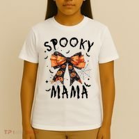 Spooky Mama Funny Pumpkin Halloween Season Matching Family T-Shirt thumb 4