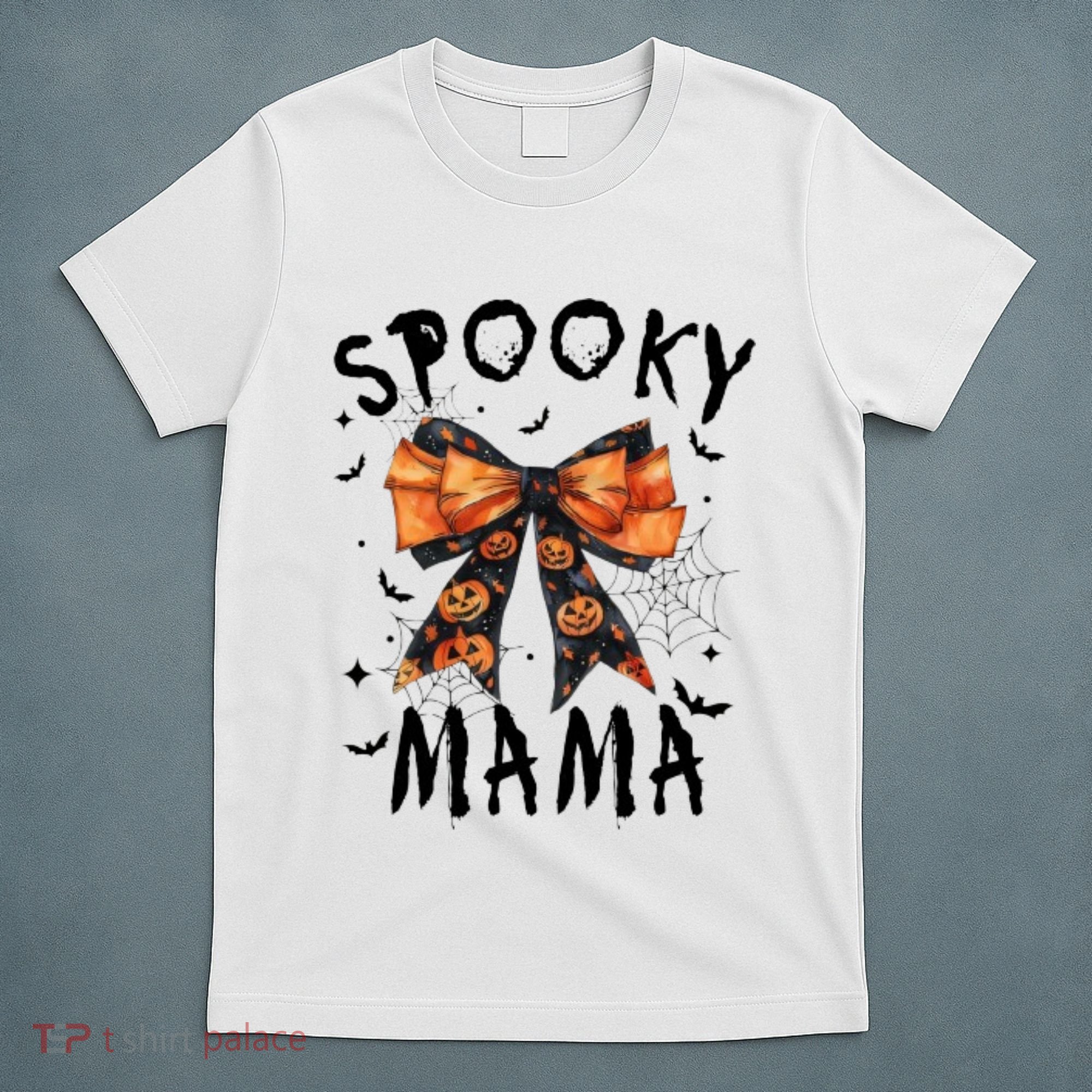 Spooky Mama Funny Pumpkin Halloween Season Matching Family T-Shirt