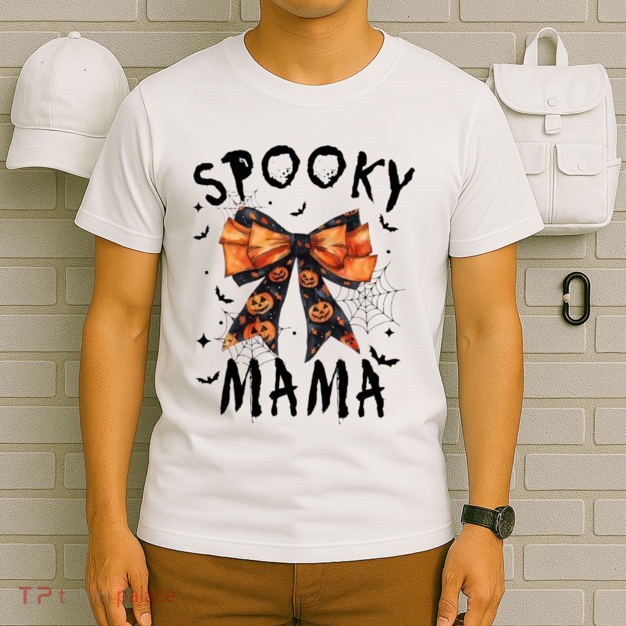 Spooky Mama Funny Pumpkin Halloween Season Matching Family T-Shirt
