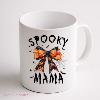 Spooky Mama Funny Pumpkin Halloween Season Matching Family Coffee Mug back