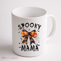 Spooky Mama Funny Pumpkin Halloween Season Matching Family Coffee Mug thumb 1