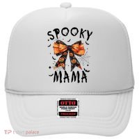 Spooky Mama Funny Pumpkin Halloween Season Matching Family Hat thumb 0