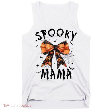 Spooky Mama Funny Pumpkin Halloween Season Matching Family Tank Top