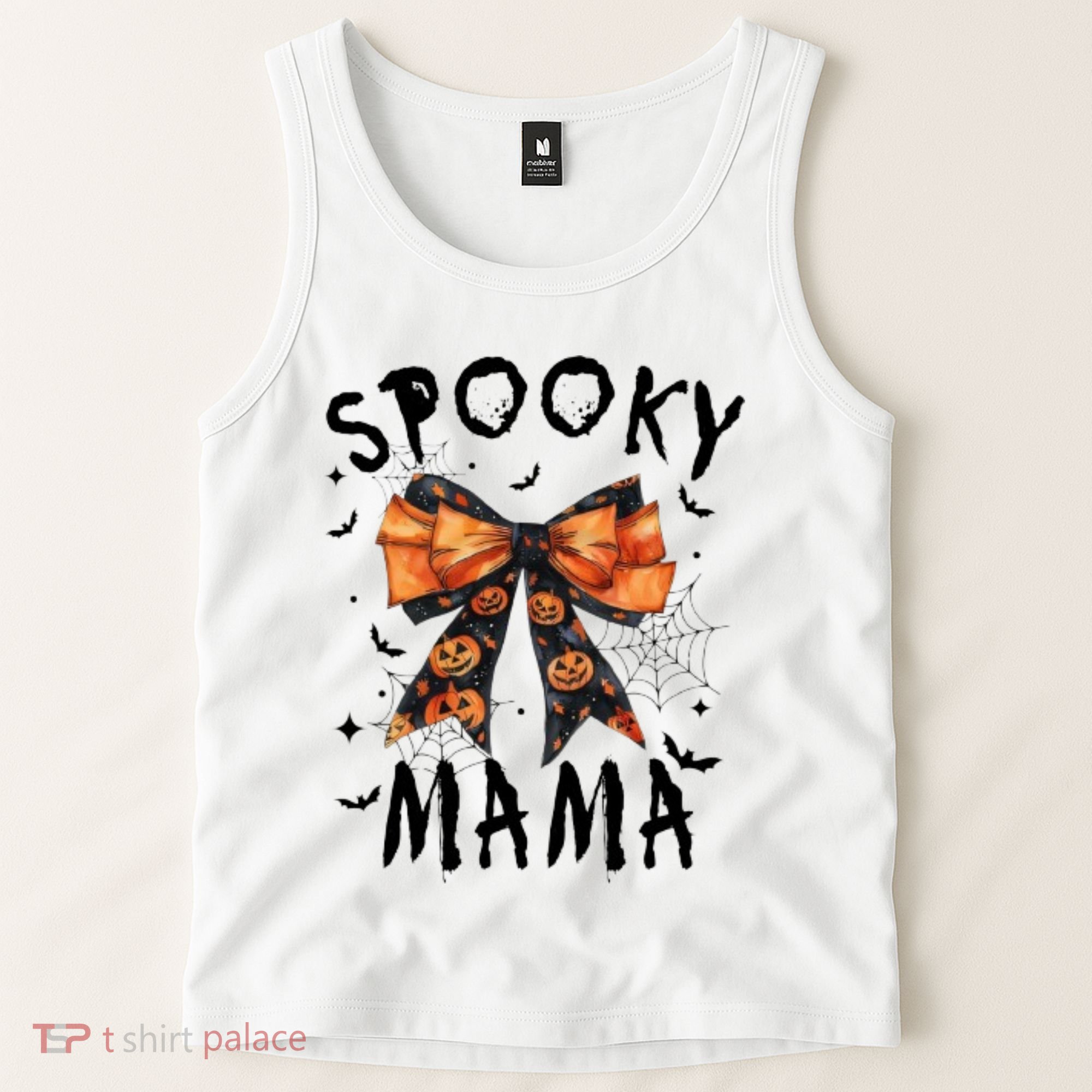 Spooky Mama Funny Pumpkin Halloween Season Matching Family Tank Top