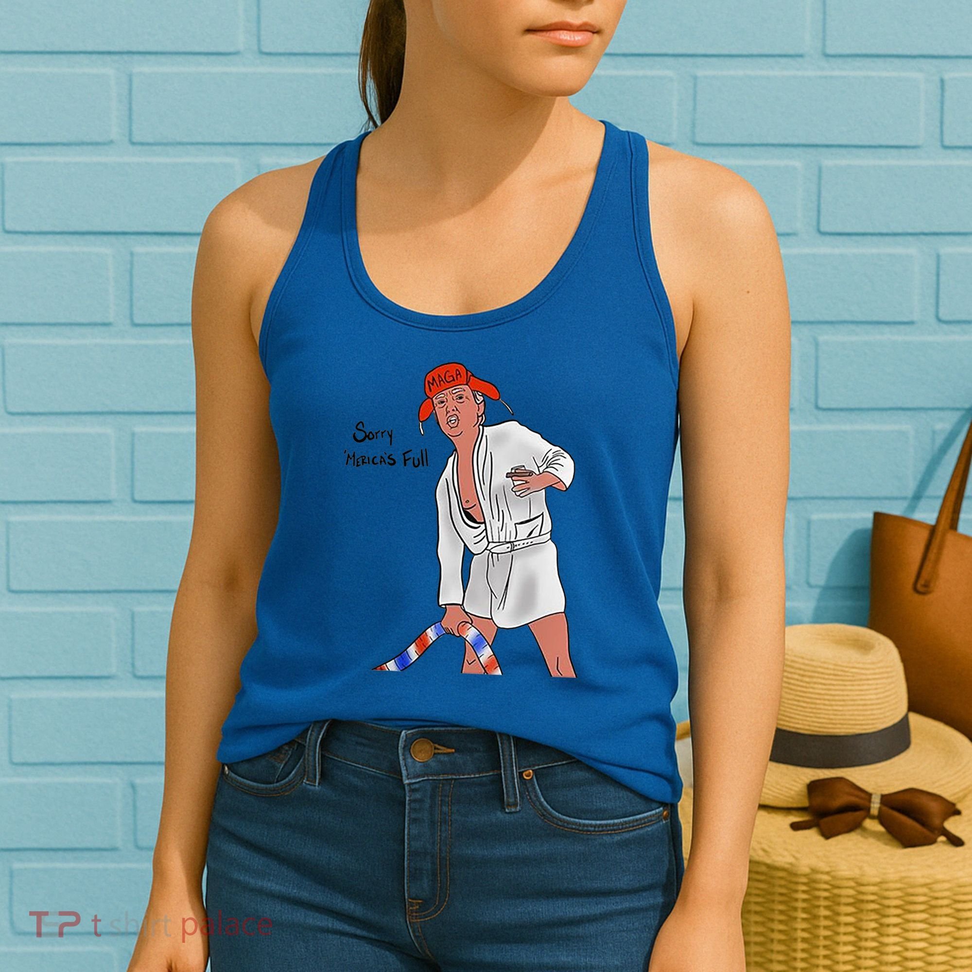 Sorry Merica's Full Funny Anti Trump Christmas Xmas Gift Women's Tank Top