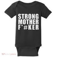 Strong Motherfucker Funny Gym Powerlifting Baby Bodysuit thumb 0