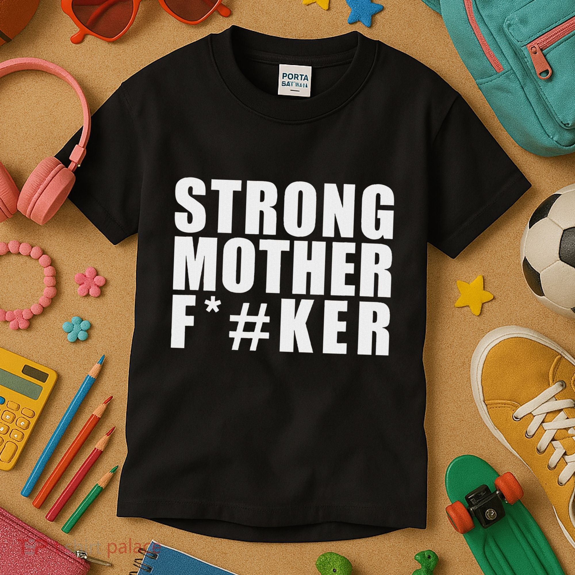 Strong Motherfucker Funny Gym Powerlifting Kids T-Shirt