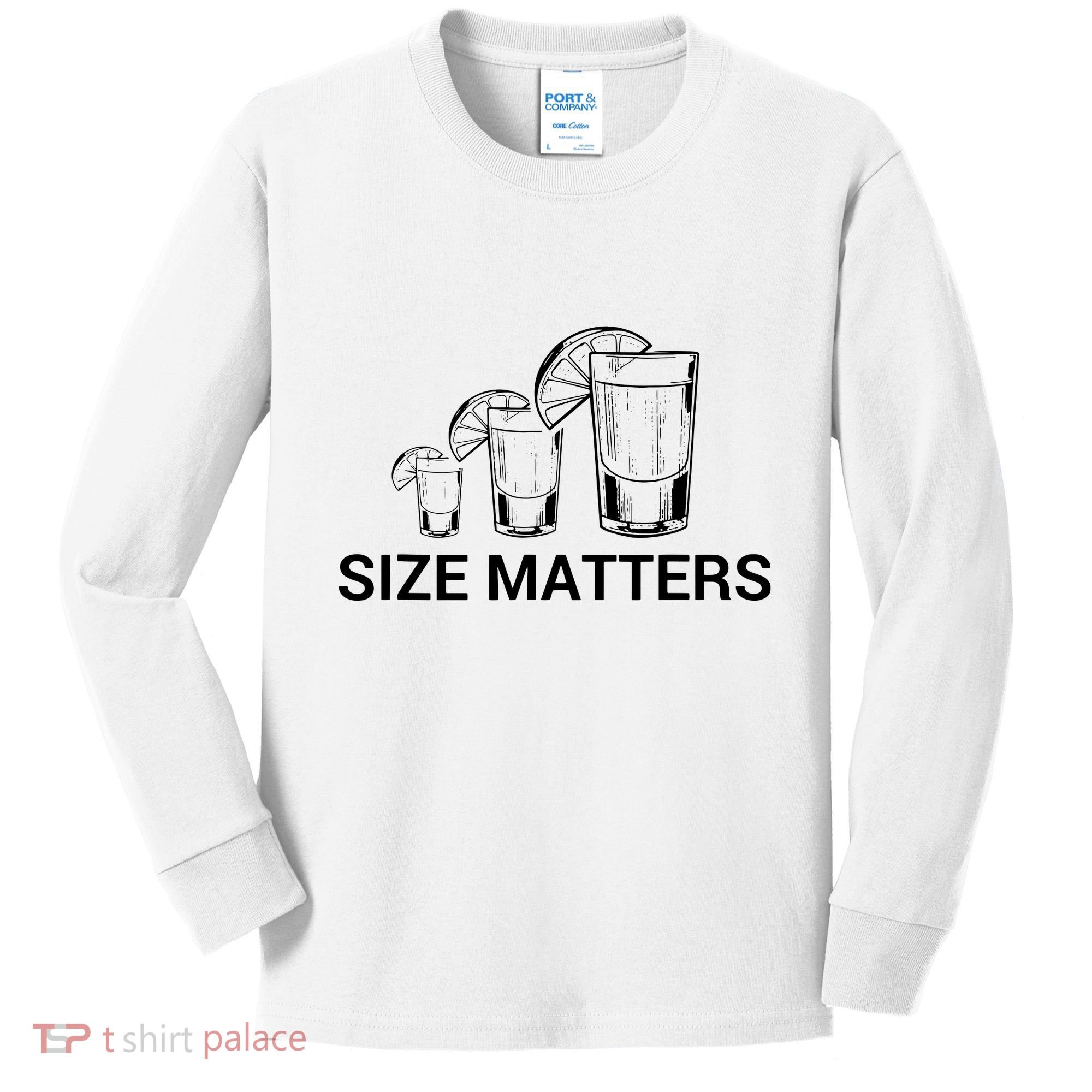 Size Matters Funny Salt Lime Tacos Tequila Kids Long Sleeve Shirt