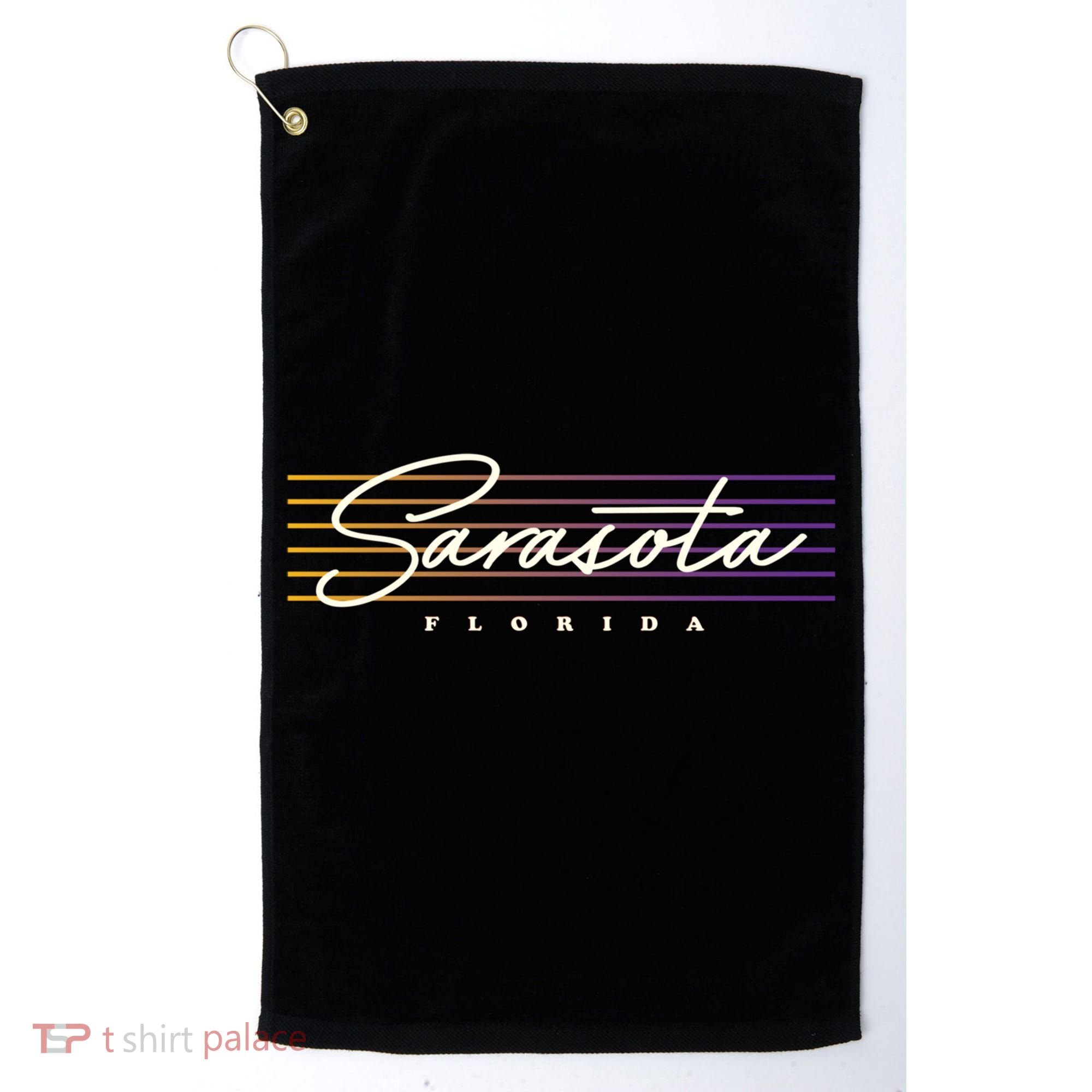 Sarasota Meaningful Gift Retro Style Florida Funny Gift Golf Towel