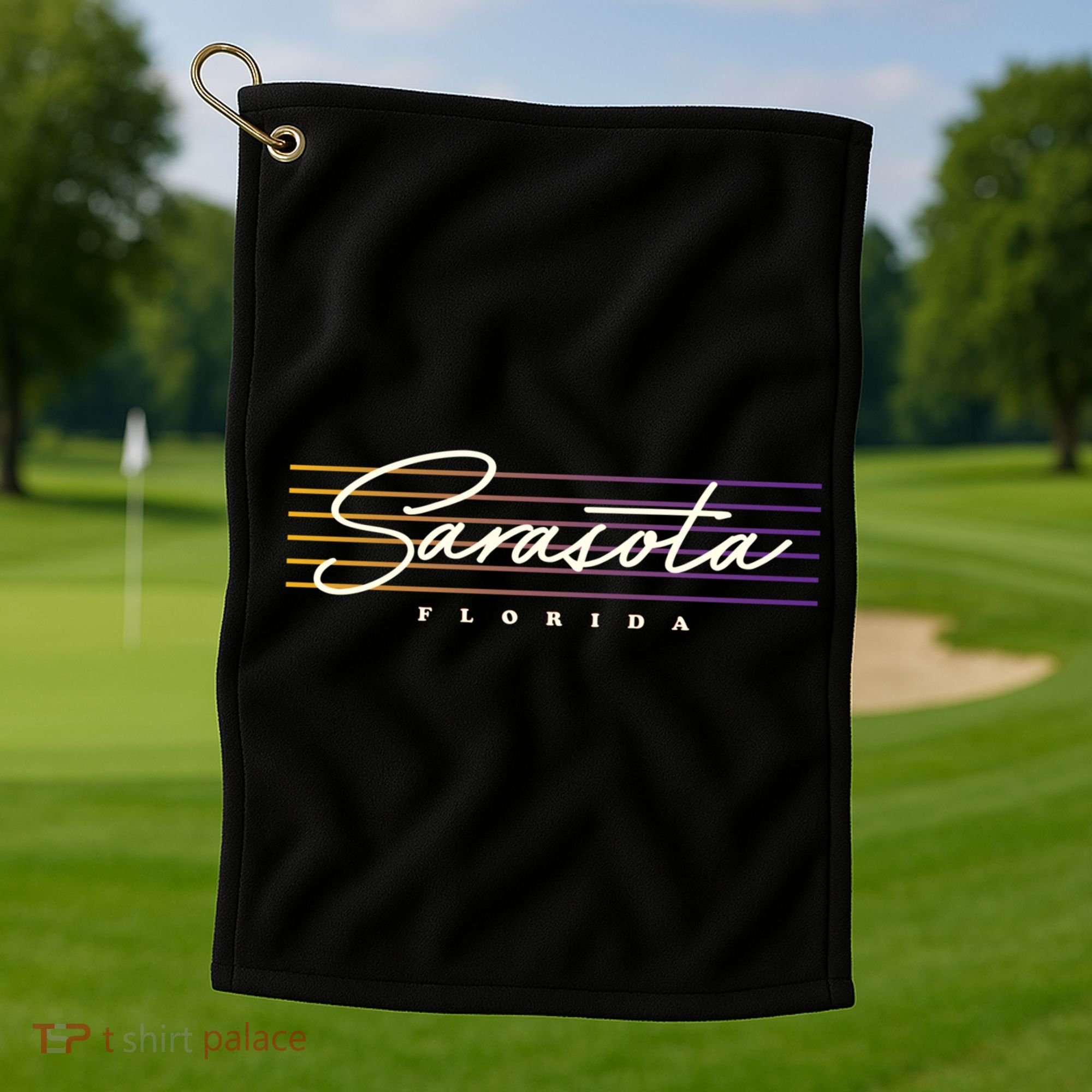 Sarasota Meaningful Gift Retro Style Florida Funny Gift Golf Towel